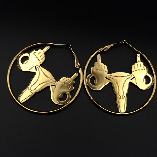 F*ck Youterus Hoops - 18k Gold