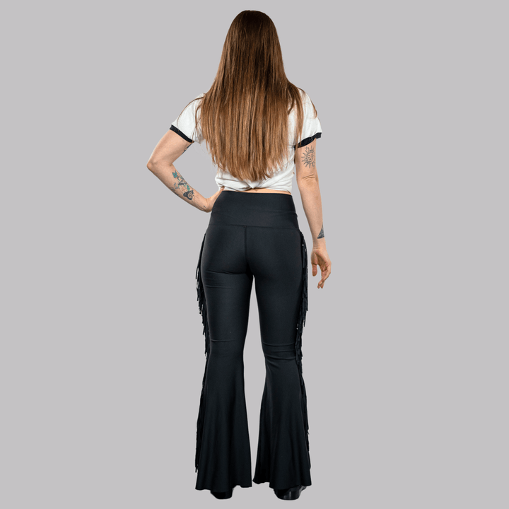 Black Fringe Bell Bottoms - Bottoms - Fire Inside Me - 