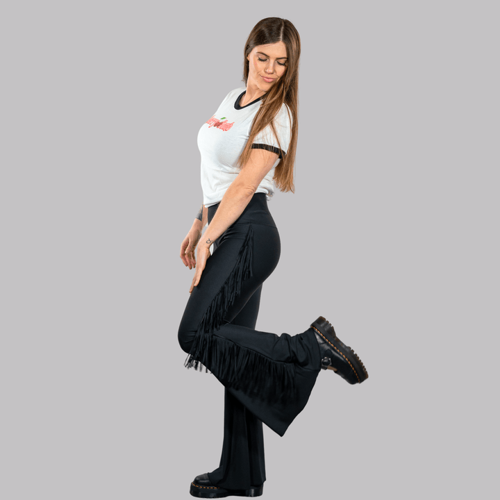 Black Fringe Bell Bottoms - Bottoms - Fire Inside Me - 