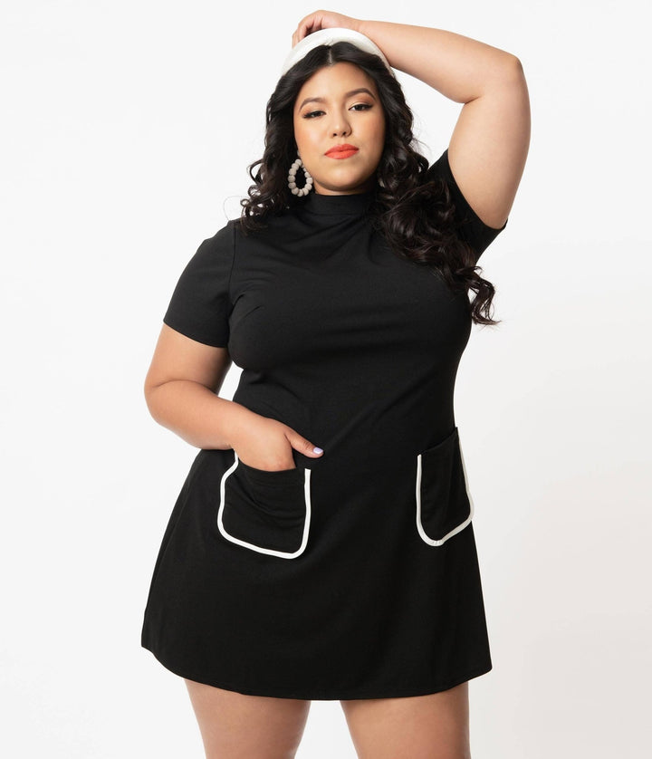 Black Mock Turtleneck Wave Maker Mini Dress - Dresses - Fire Inside Me - 