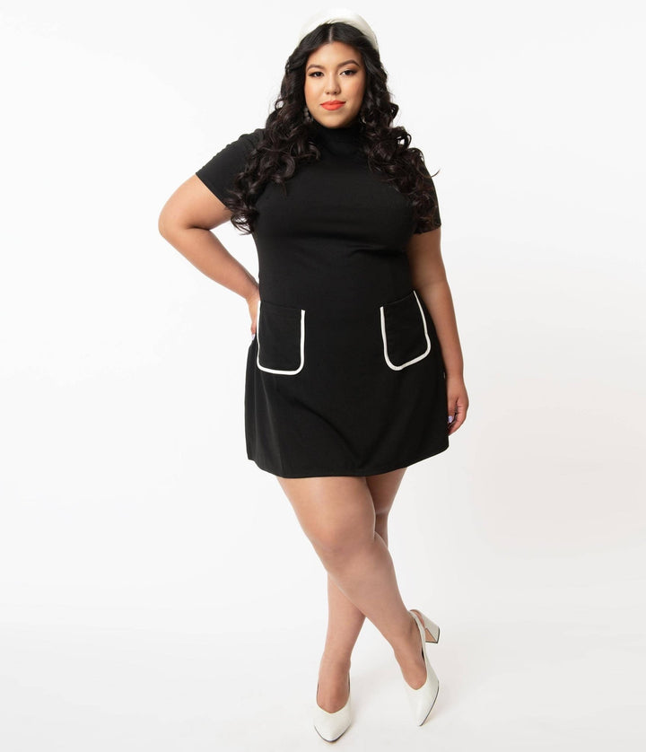 Black Mock Turtleneck Wave Maker Mini Dress - Dresses - Fire Inside Me - 