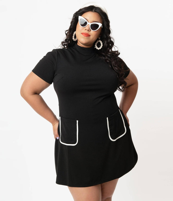 Black Mock Turtleneck Wave Maker Mini Dress - Dresses - Fire Inside Me - 