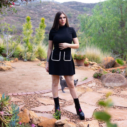 Black Mock Turtleneck Wave Maker Mini Dress - Dresses - Fire Inside Me - 