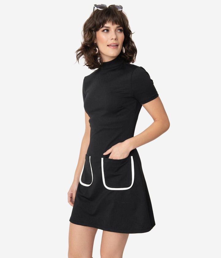 Black Mock Turtleneck Wave Maker Mini Dress - Dresses - Fire Inside Me - 