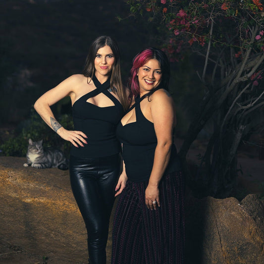 Black Stretch Rita Criss Cross Halter Top - Tops - Fire Inside Me - 