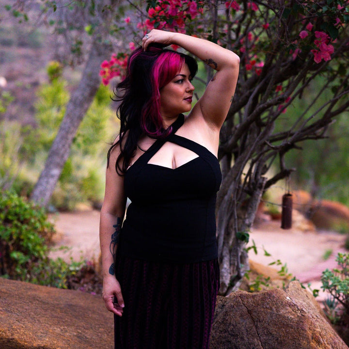 Black Stretch Rita Criss Cross Halter Top - Tops - Fire Inside Me - 