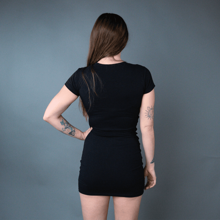 Blackout Rose Cutout Goth Mini Dress - Dresses - Fire Inside Me - 