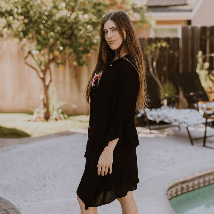Button - Down Tunic Ruffle Shirt - Tops - Fire Inside Me - 