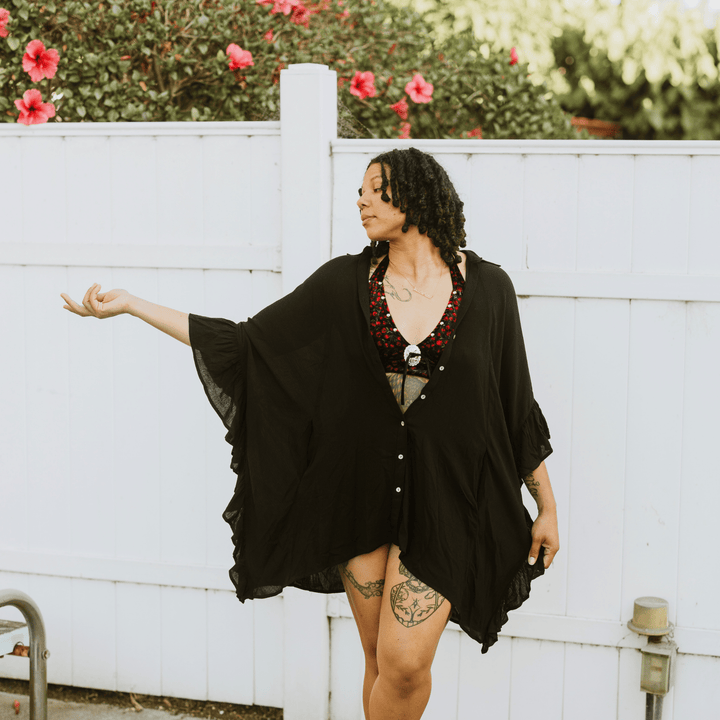 Button - Down Tunic Ruffle Shirt - Tops - Fire Inside Me - 