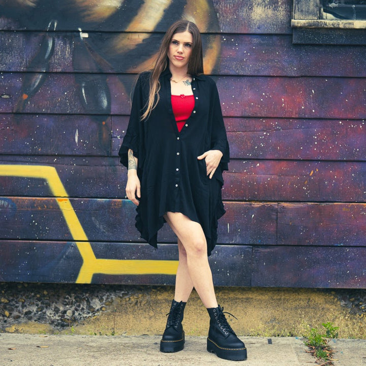 Button - Down Tunic Ruffle Shirt - Tops - Fire Inside Me - 