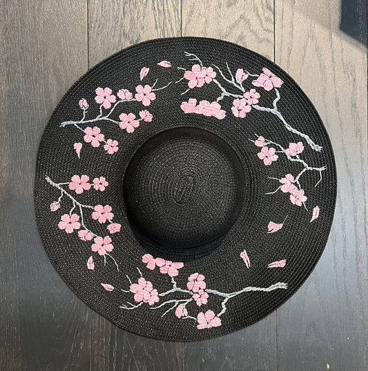 Cherry Blossoms Embroidered Floppy Sun Hat - Accessories - Fire Inside Me - 