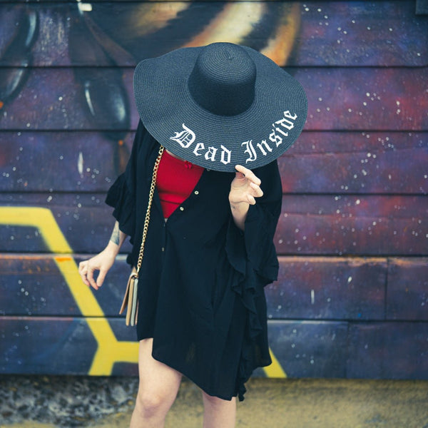 Dead Inside Embroidered Floppy Sun Hat - Accessories - Fire Inside Me - 