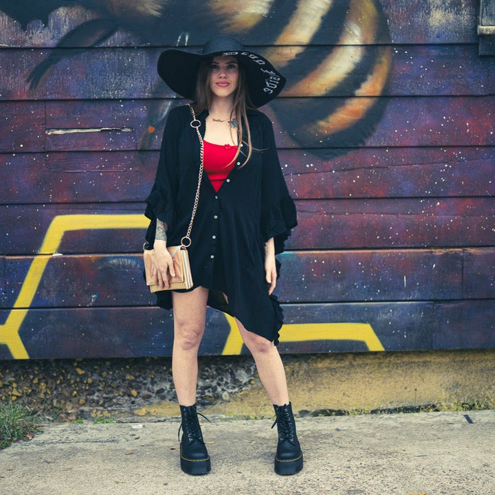 Dead Inside Embroidered Floppy Sun Hat - Accessories - Fire Inside Me - 