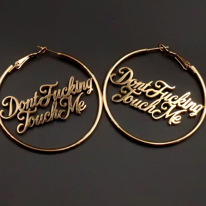 Don’t F*cking Touch Me Hoop Earrings – Gold - Accessories - Fire Inside Me - 