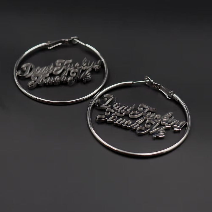 Don’t F*cking Touch Me Hoop Earrings – Silver - Accessories - Fire Inside Me - 