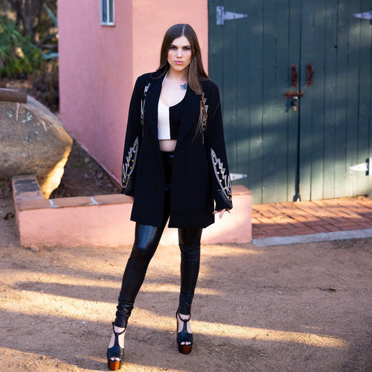 Embroidered Tunic Blazer - Outerwear - Fire Inside Me - 