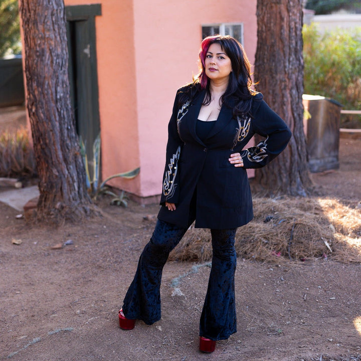 Embroidered Tunic Blazer - Outerwear - Fire Inside Me - 