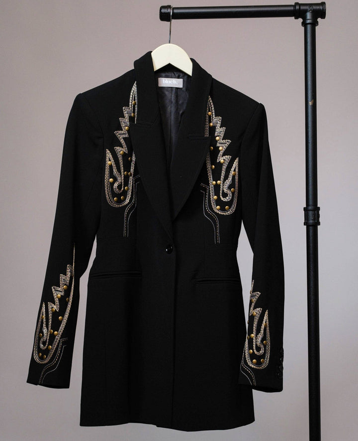 Embroidered Tunic Blazer - Outerwear - Fire Inside Me - 