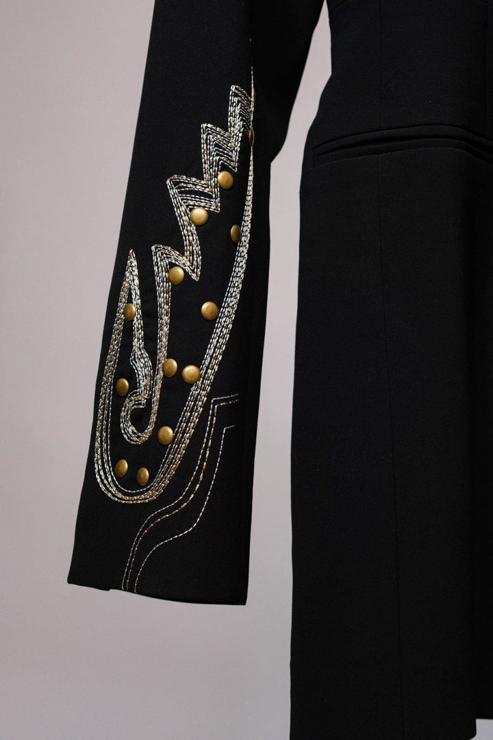 Embroidered Tunic Blazer - Outerwear - Fire Inside Me - 