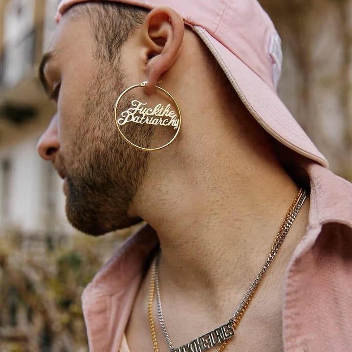 F*ck the Patriarchy Hoop Earrings – 18k Gold - Accessories - Fire Inside Me - 
