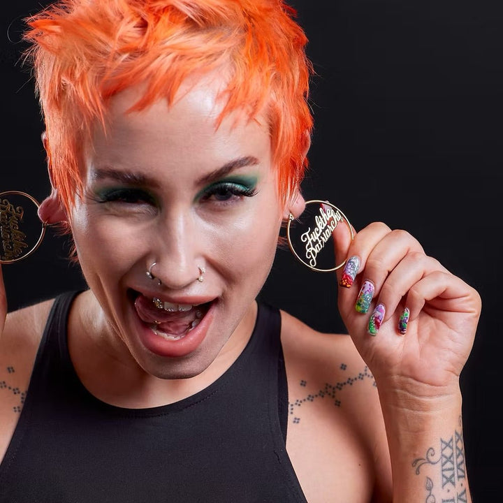 F*ck the Patriarchy Hoop Earrings – 18k Gold - Accessories - Fire Inside Me - 