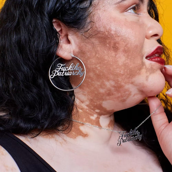 F*ck the Patriarchy Hoop Earrings – Silver - Accessories - Fire Inside Me - 