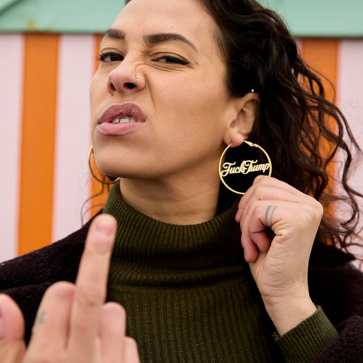 F*ck Trump Hoops - 18k Gold - Accessories - Fire Inside Me - 
