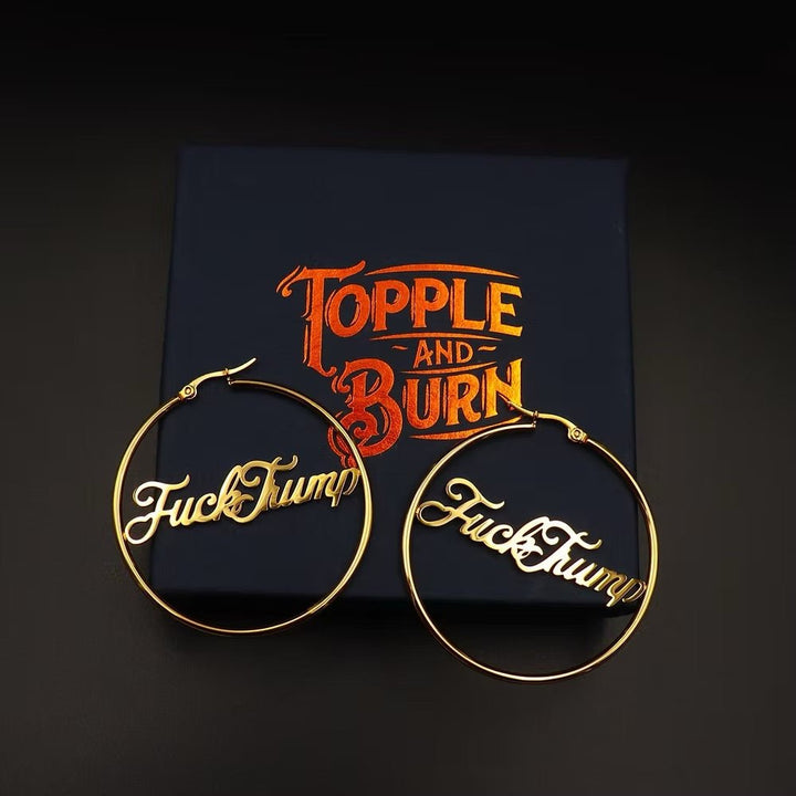 F*ck Trump Hoops - 18k Gold - Accessories - Fire Inside Me - 