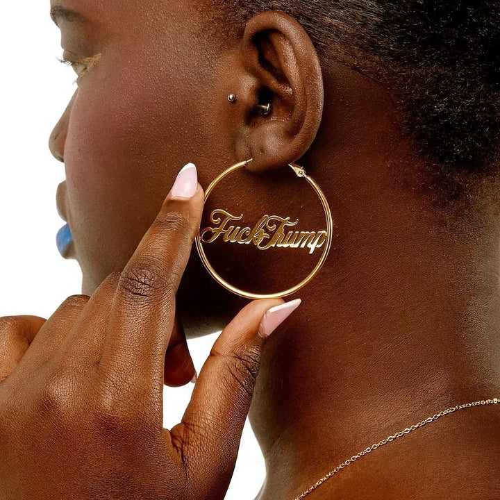 F*ck Trump Hoops - 18k Gold - Accessories - Fire Inside Me - 