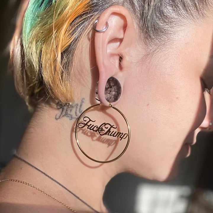 F*ck Trump Hoops - 18k Gold - Accessories - Fire Inside Me - 