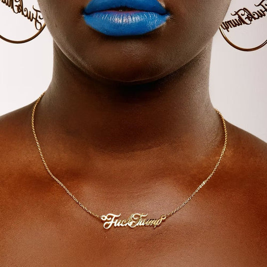 F*ck Trump Necklace - 18k Gold - Accessories - Fire Inside Me - 