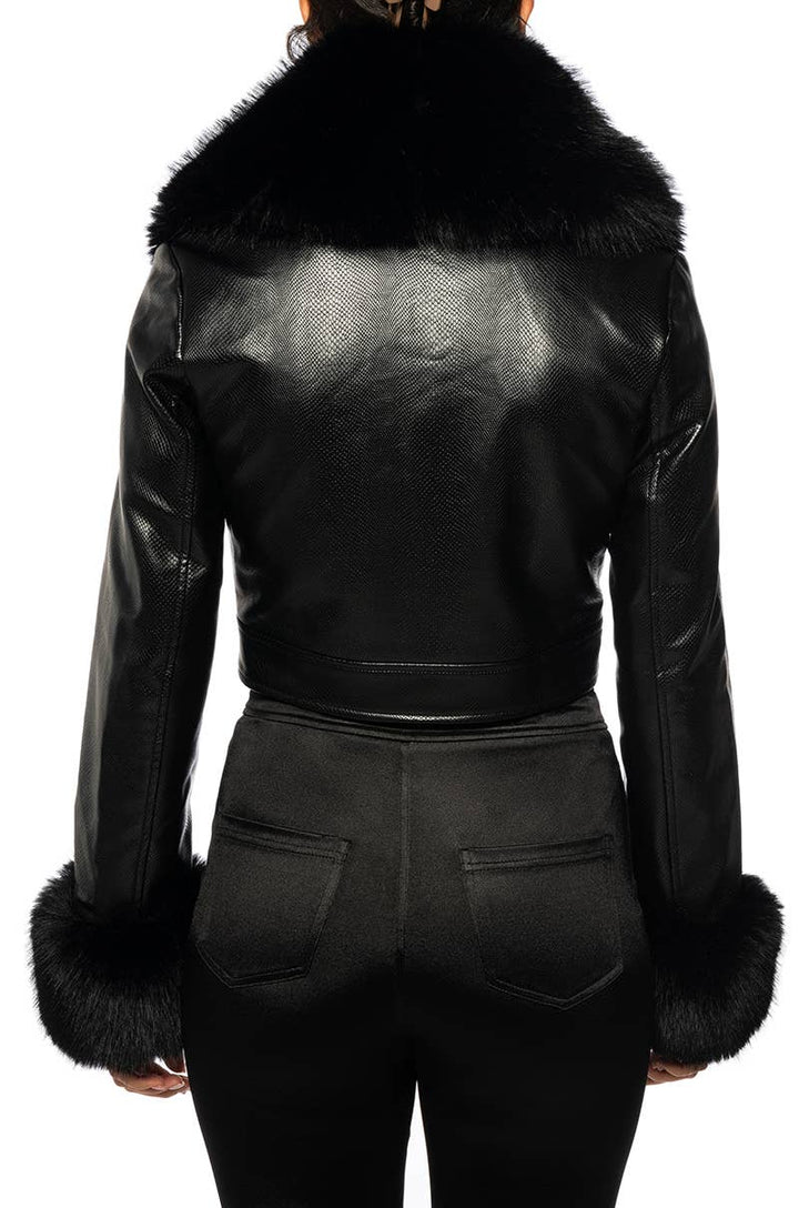 Gisele Cropped Jacket w/ Removable Faux Fur - Outerwear - Fire Inside Me - 