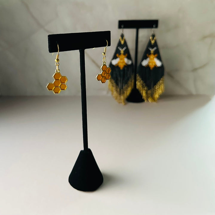 Gold Honeycomb Earrings - Fire Inside Me - 