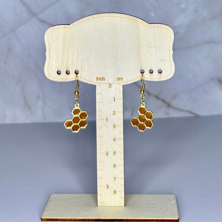 Gold Honeycomb Earrings - Fire Inside Me - 