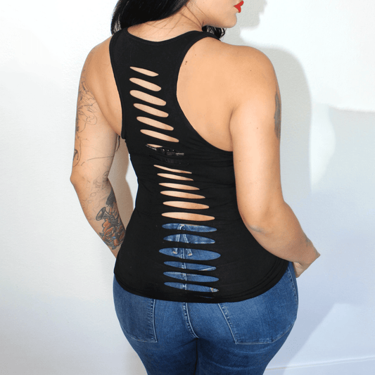 Hourglass Illusion Slashed Tank Top - Fire Inside Me - 