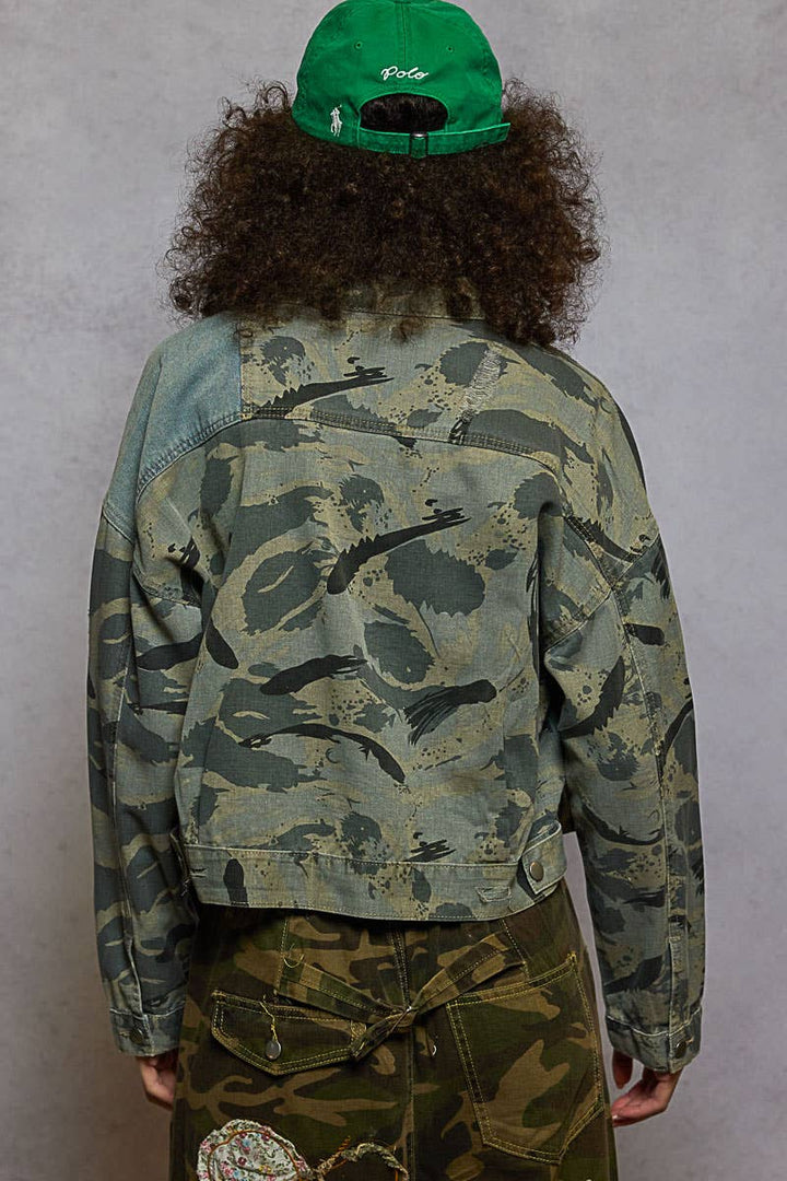Leopard Print Button Down Denim Jacket - Outerwear - Fire Inside Me - 