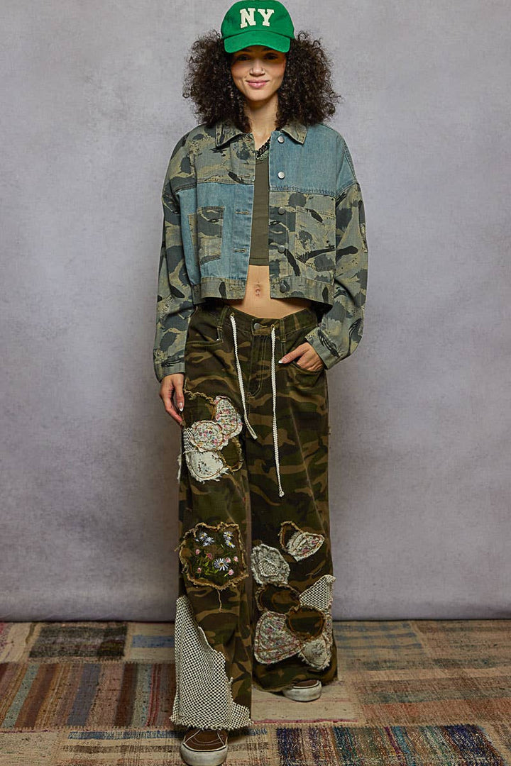 Leopard Print Button Down Denim Jacket - Outerwear - Fire Inside Me - 