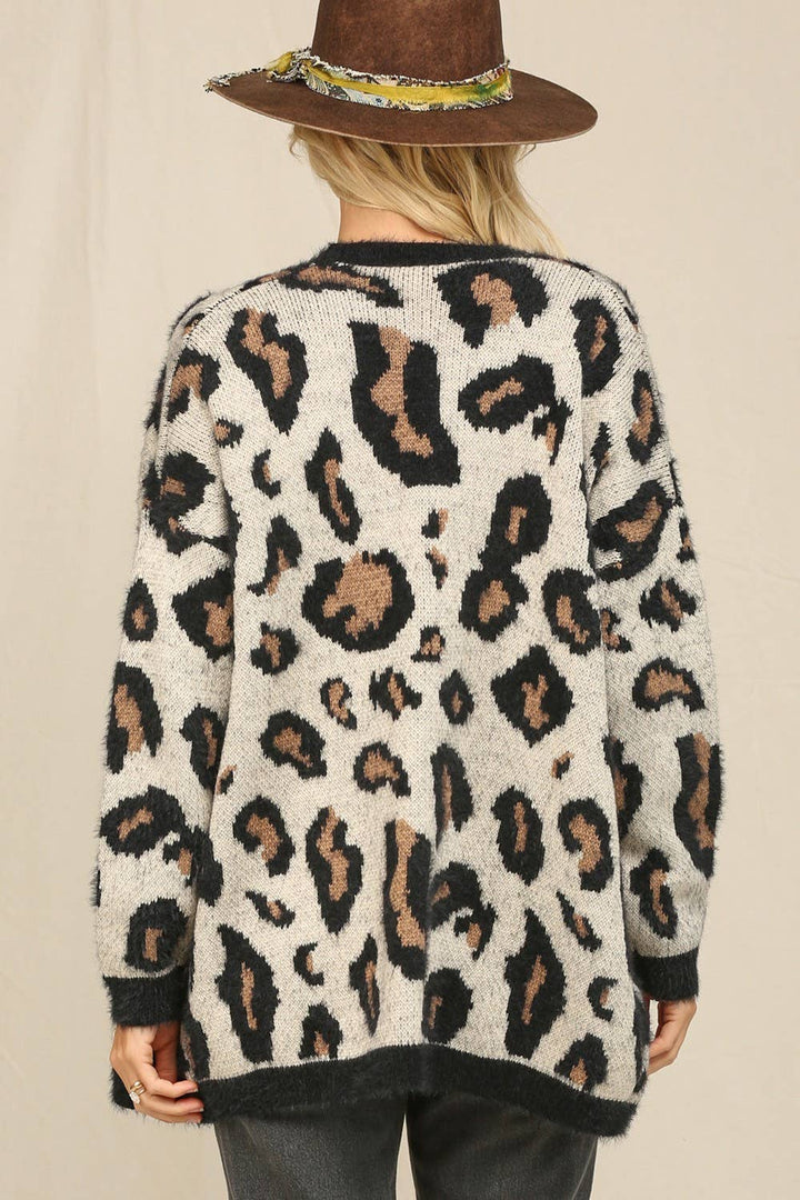 Leopard Print Cozy Cardigan - Outerwear - Fire Inside Me - 
