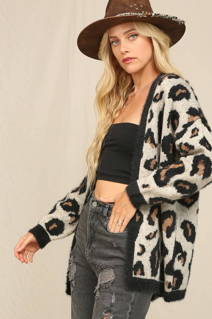 Leopard Print Cozy Cardigan - Outerwear - Fire Inside Me - 