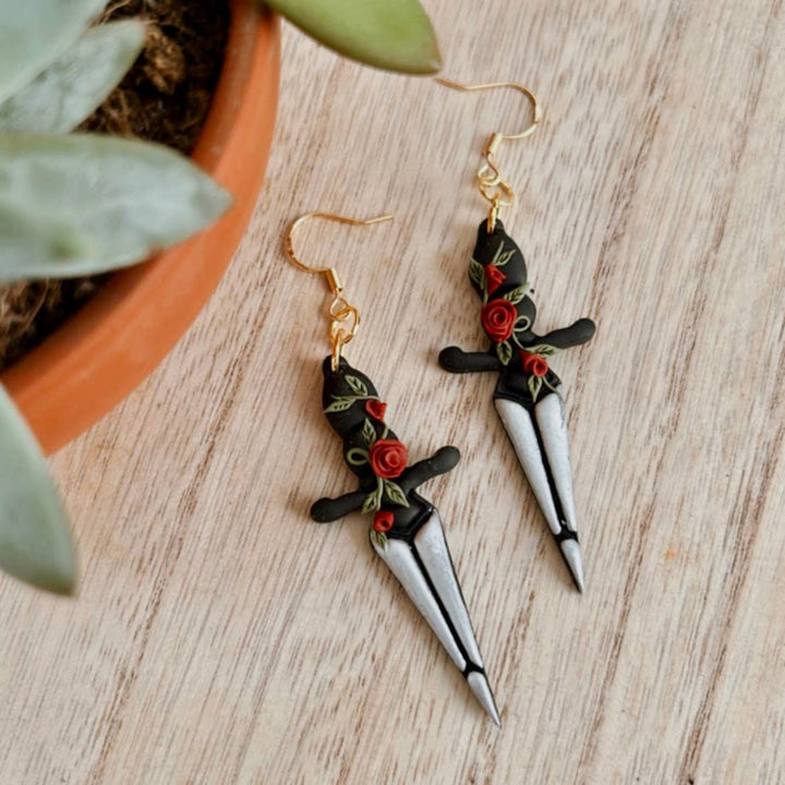 Midnight Rose Dagger Earrings - Accessories - Fire Inside Me - 