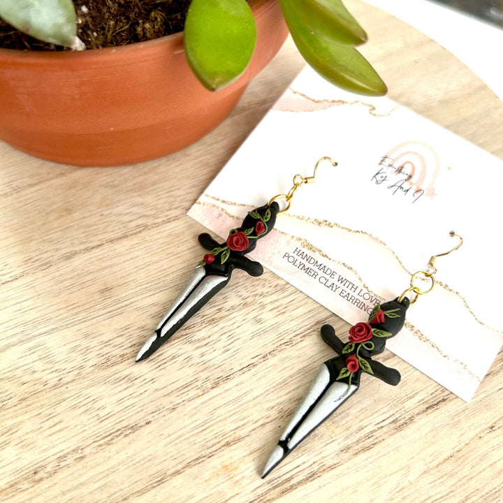 Midnight Rose Dagger Earrings - Accessories - Fire Inside Me - 