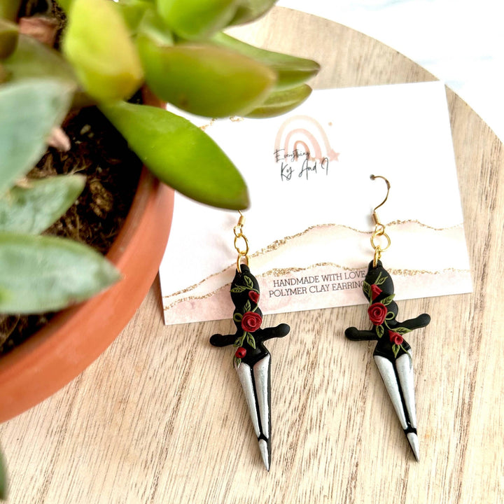 Midnight Rose Dagger Earrings - Accessories - Fire Inside Me - 