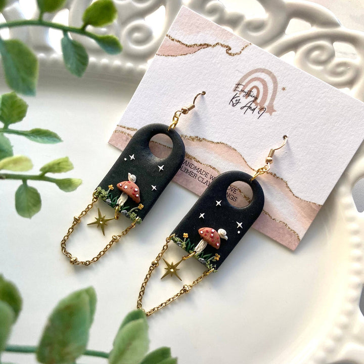 Moody Night Mushroom Earrings - Accessories - Fire Inside Me - 