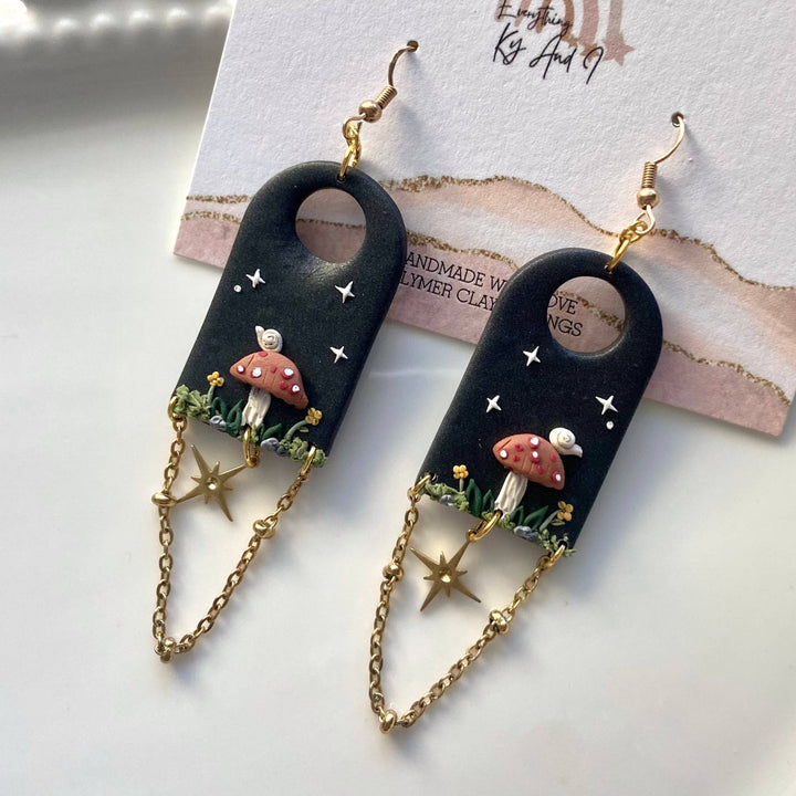 Moody Night Mushroom Earrings - Accessories - Fire Inside Me - 
