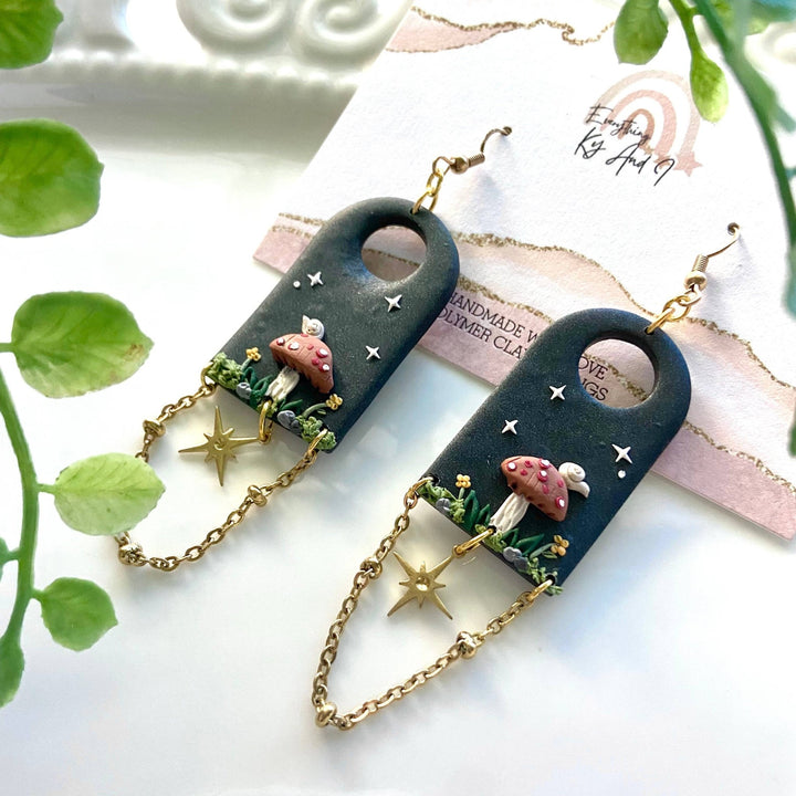 Moody Night Mushroom Earrings - Accessories - Fire Inside Me - 