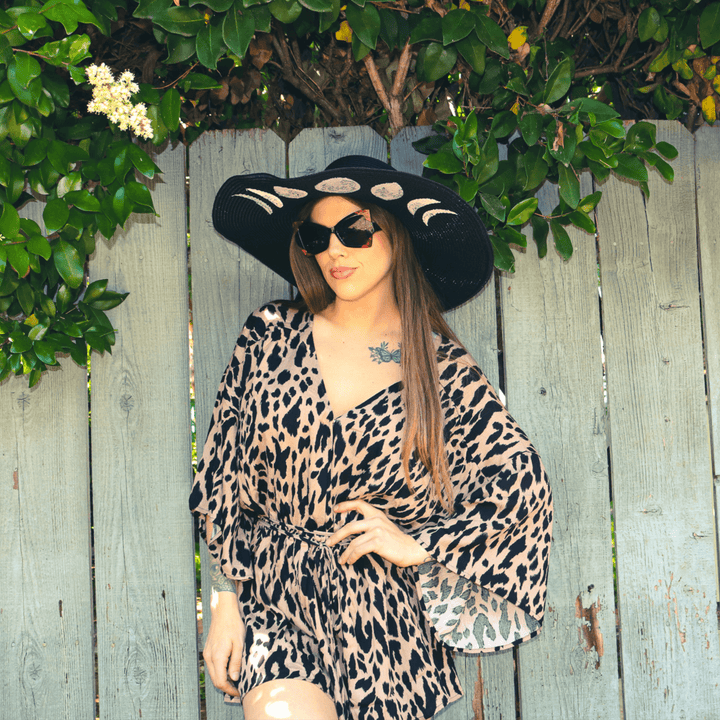 Moon Phase Embroidered Floppy Sun Hat - Accessories - Fire Inside Me - 
