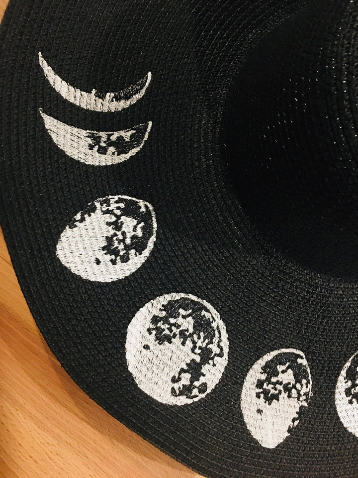 Moon Phase Embroidered Floppy Sun Hat - Accessories - Fire Inside Me - 