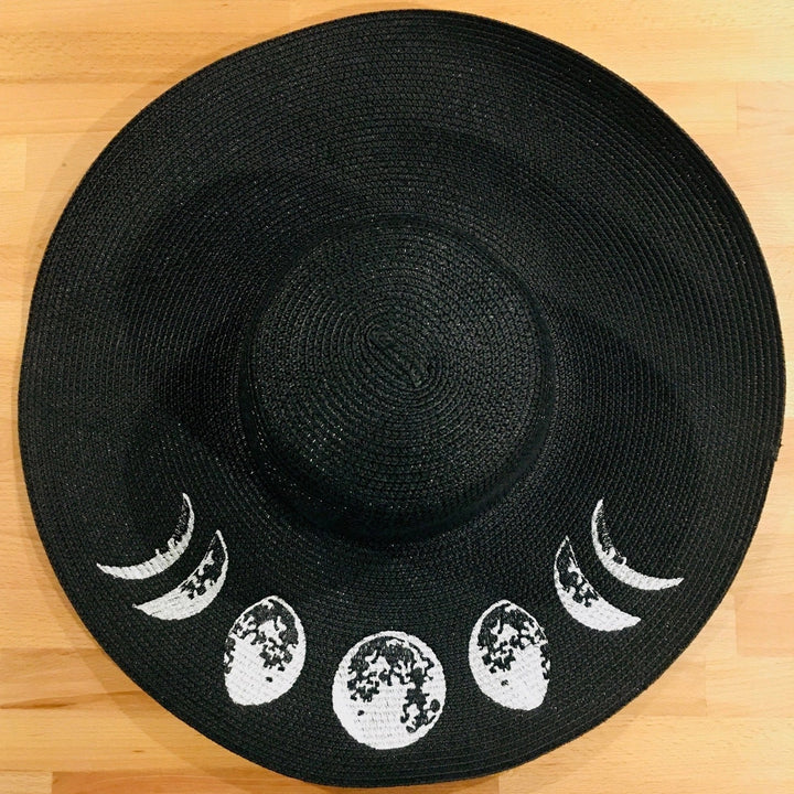 Moon Phase Embroidered Floppy Sun Hat - Accessories - Fire Inside Me - 