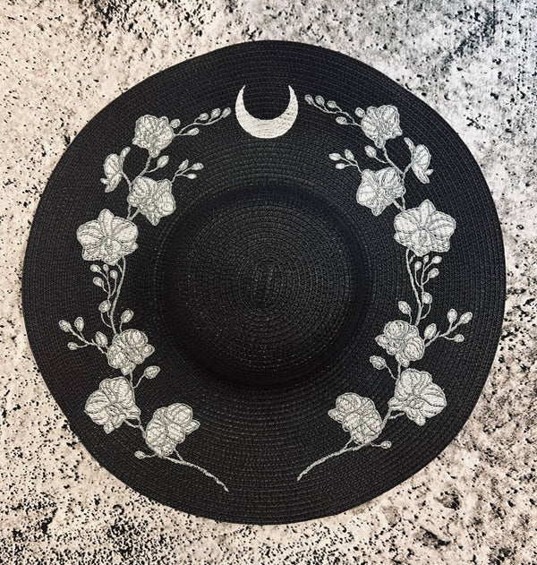 Orchid Moon Embroidered Floppy Sun Hat - Accessories - Fire Inside Me - 
