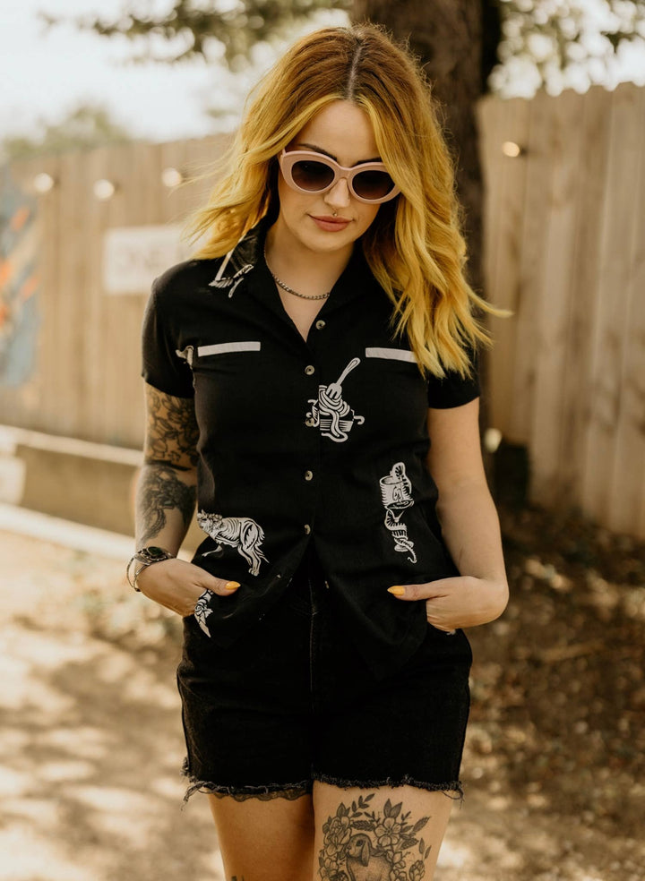 Pasta La Vista Button Up Shirt - Tops - Fire Inside Me - 